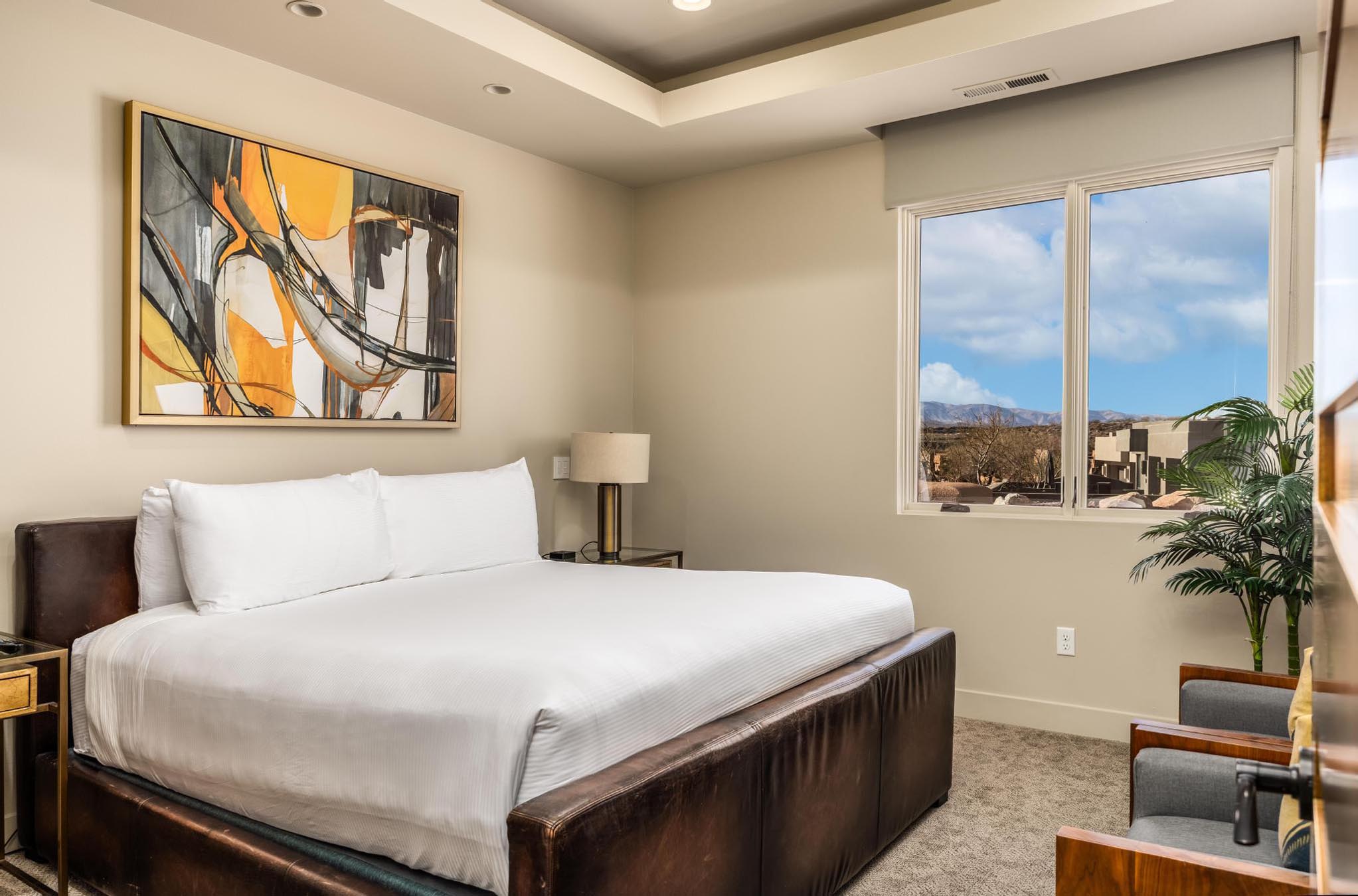 Bed in room next to window