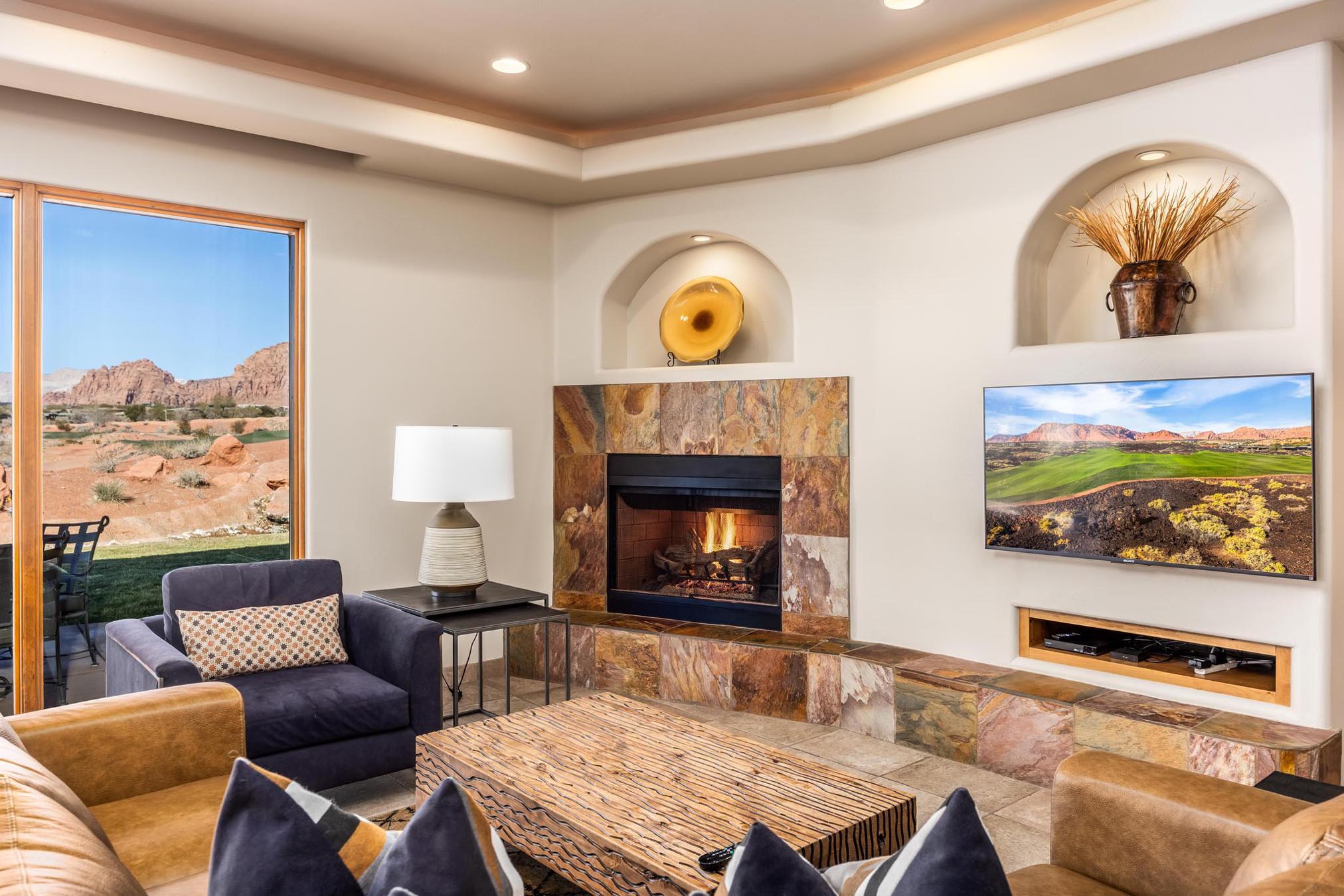 living room with fireplace
