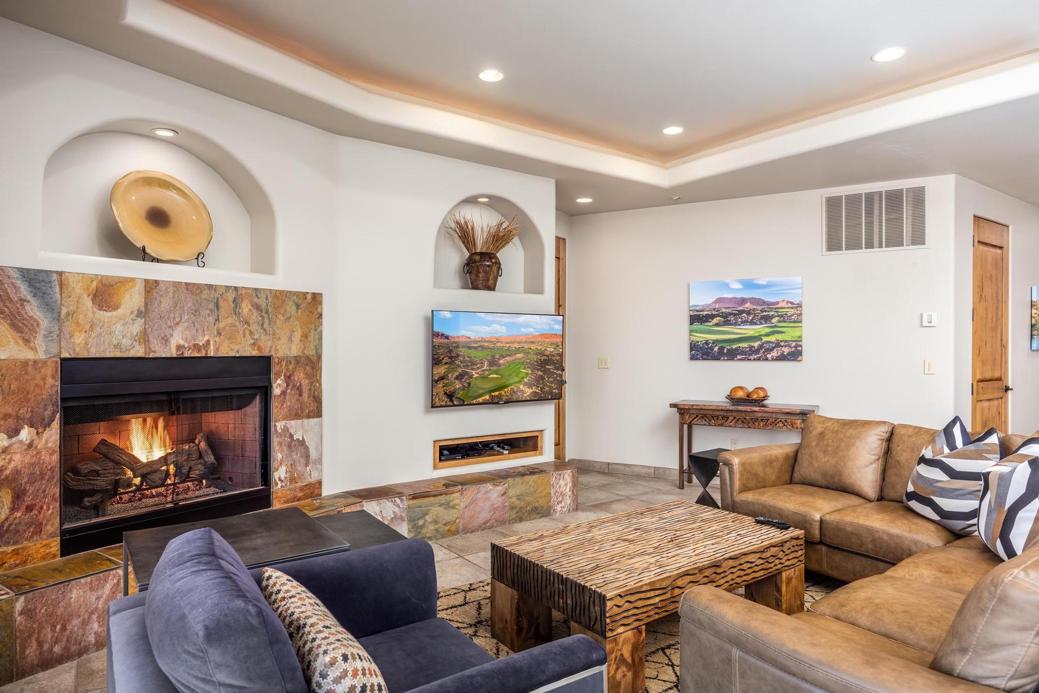 living room with fireplace